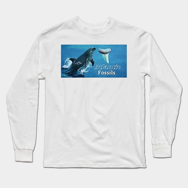 Dolphin and Atlantic Fossils Shark Tooth Long Sleeve T-Shirt by AtlanticFossils